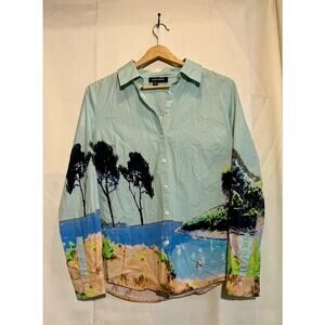 Paper White Hawaiian Long Sleeve Button-Up Shirt, Unisex (no size).
